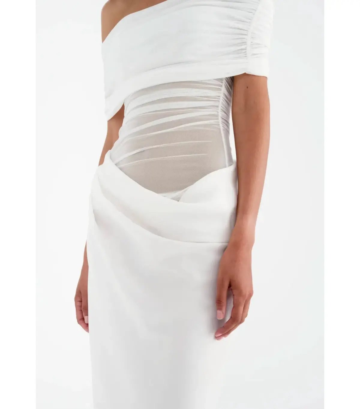 Benni Nico Off Shoulder Maxi Dress in White Size AU 12 photo 4