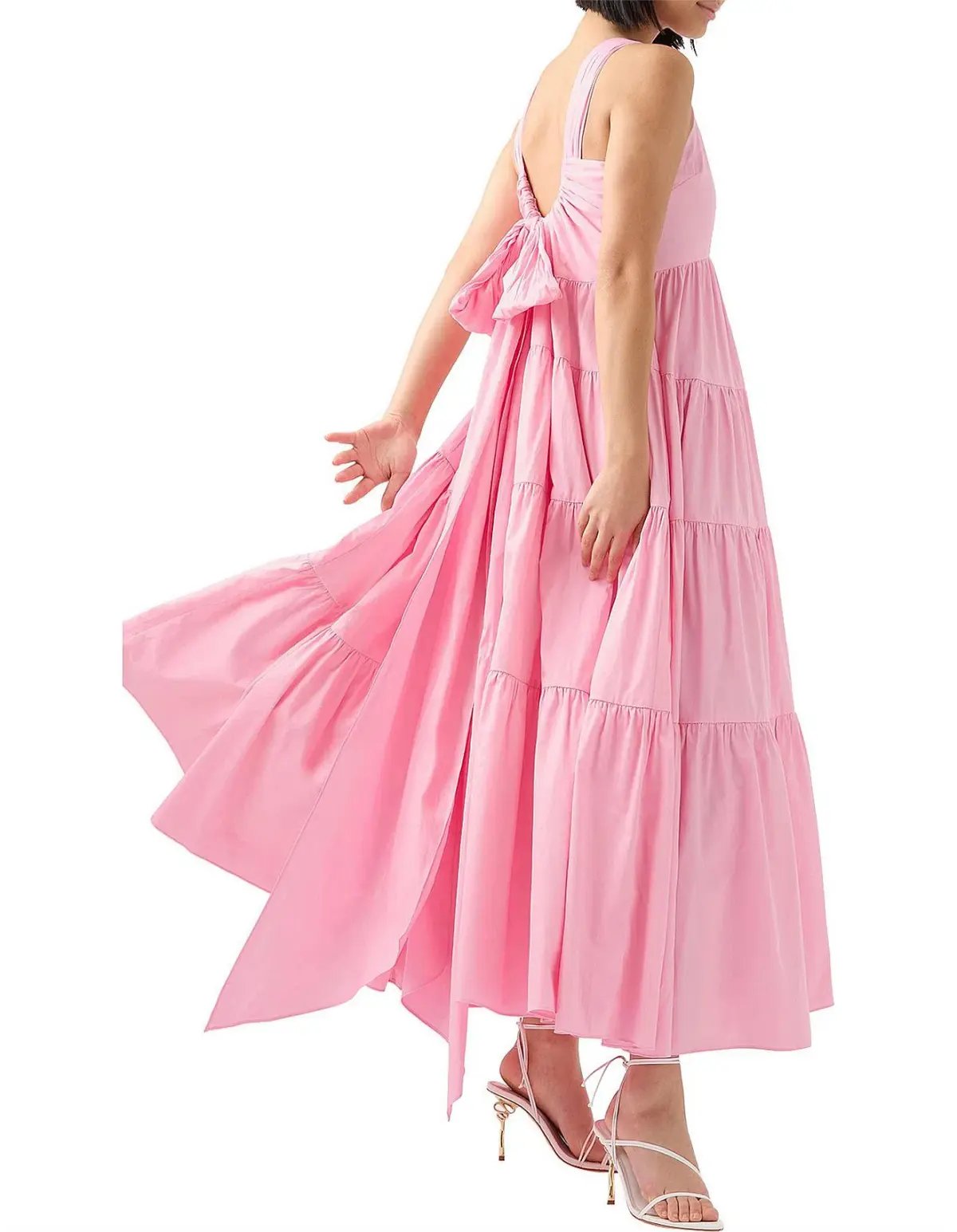 Aje Marguerite Tie Back Cotton Maxi Dress Pink Size 8 photo 3