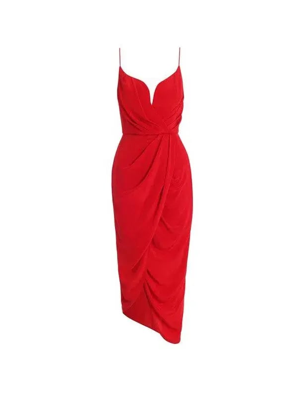 Zimmermann Silk Plunge Drape Dress in Terracotta/Red Size 3/Au 14 photo 3