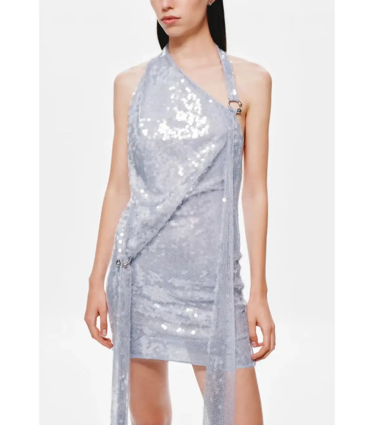 MISHA Riviera Sequin Mini Dress Cloud Blue Size S / AU 8 photo 3