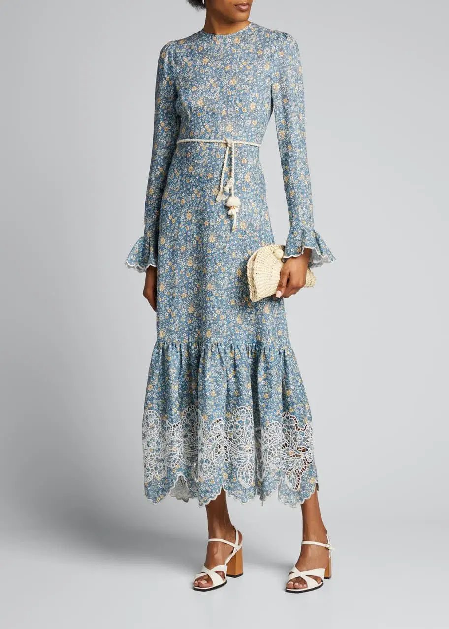 Zimmermann Carnaby Frill Long Dress Floral Size 1 / Au 10 photo 2
