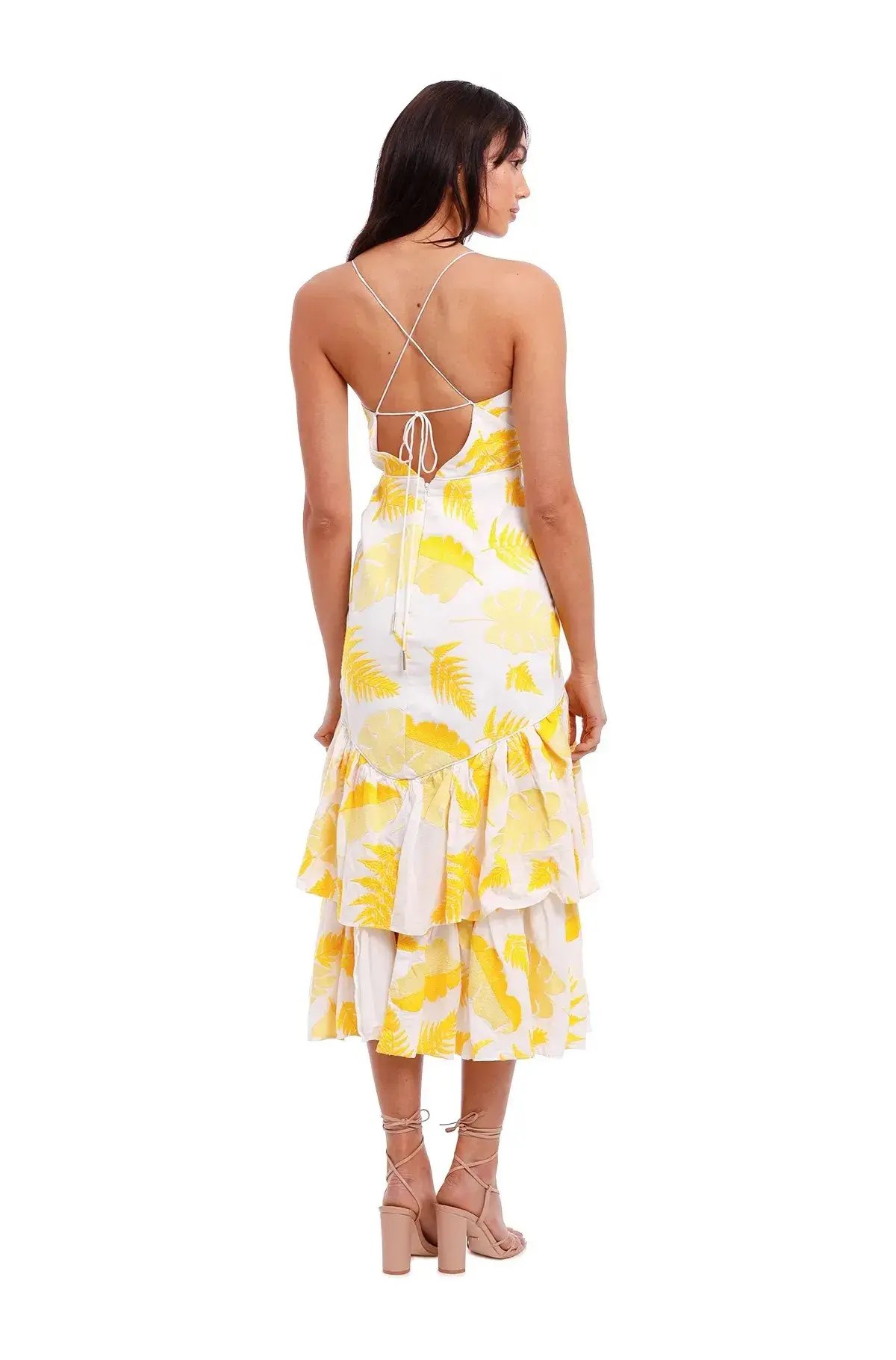 Acler Wray Dress Yellow Print Size 8 photo 2