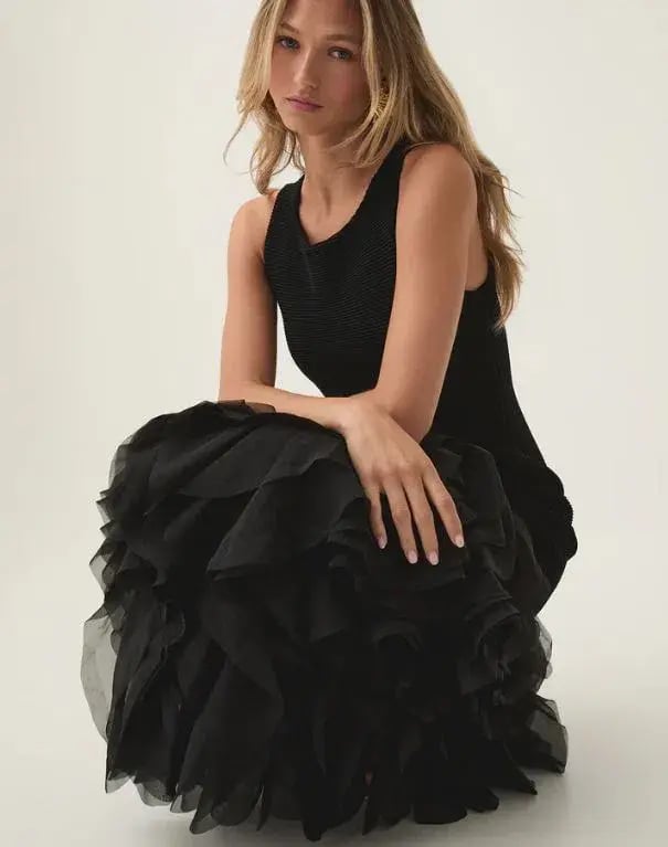 Aje Elations Knit Maxi Dress Black Size L/Au 12 photo 2