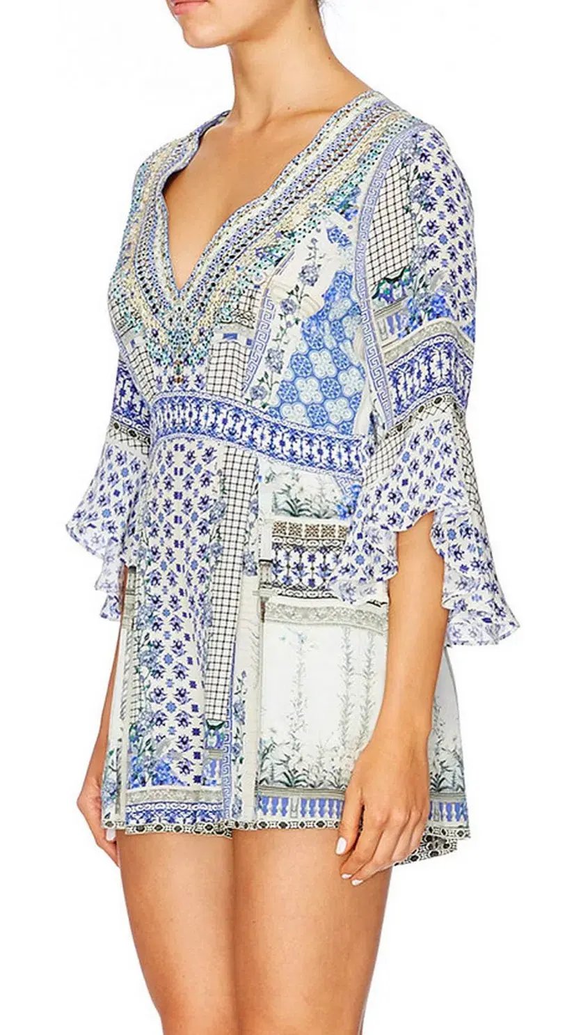 Camilla Salvador Summer Low V Neck Playsuit Print Size 10 photo 2