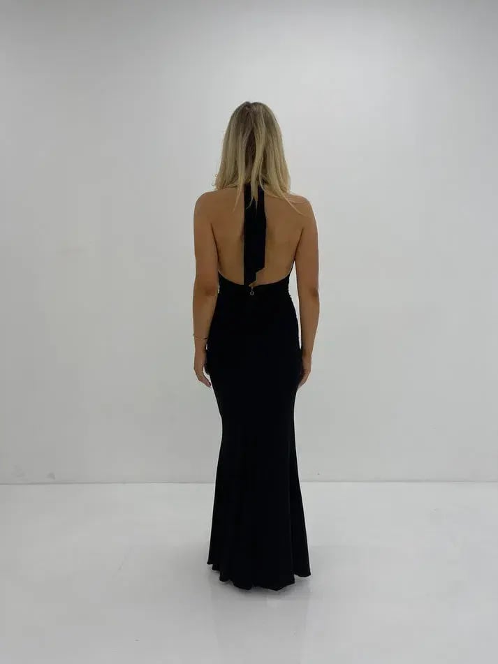 Nookie Illegal Halter Gown Maxi Black Size AU 6 photo 2