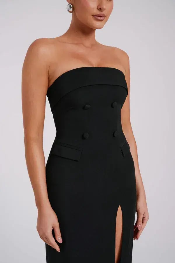 Meshki Abbie Strapless Suiting Maxi Dress Black Size 8 photo 2