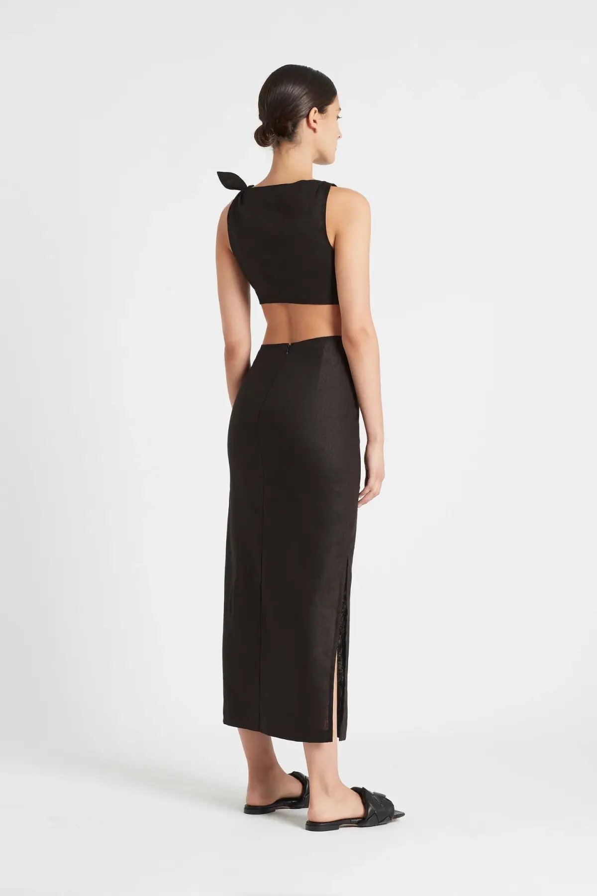 Sir the Label Ambroise Knot Midi Dress Black Size AU 6 photo 2