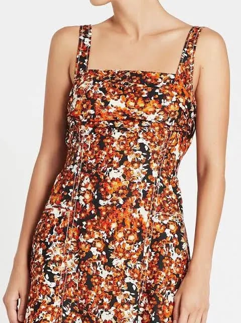 Camilla and Marc Asterid Midi Print Dress Orange Size AU 6 photo 4
