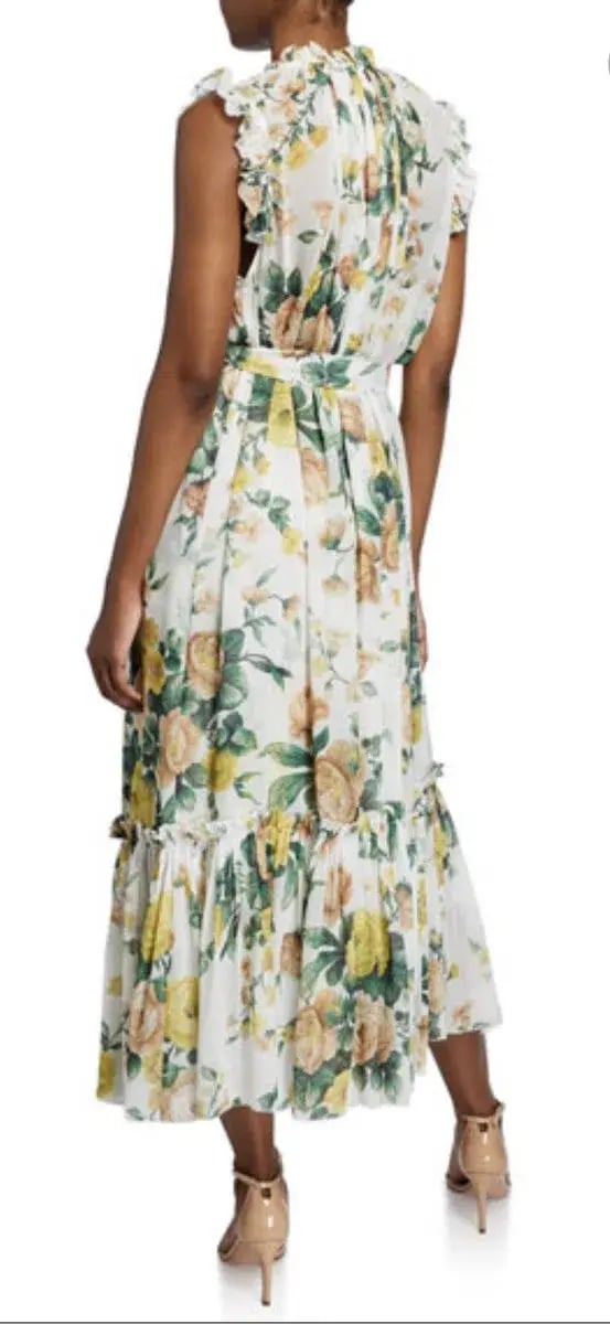 Zimmermann Zippy Frill Midi/Maxi Dress White Floral Size 2 AU 12 photo 3