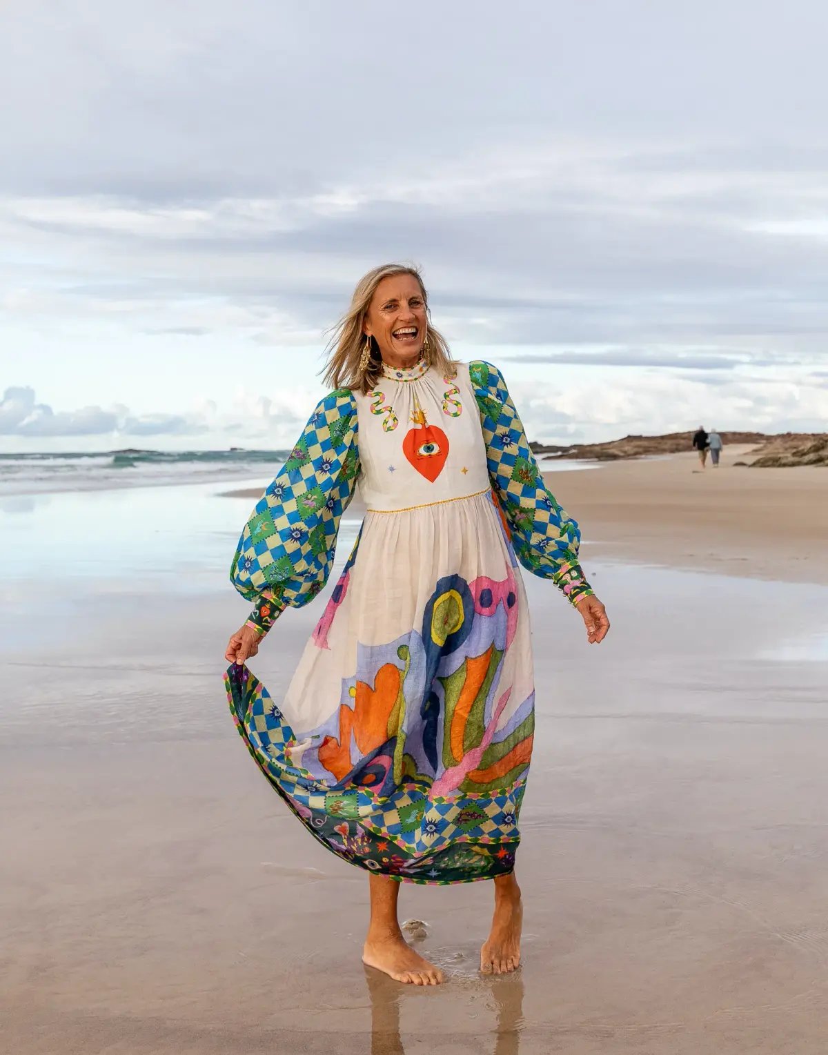 Alemais Lou Balloon Sleeve Midi Dress Multi Size AU 14 photo 4