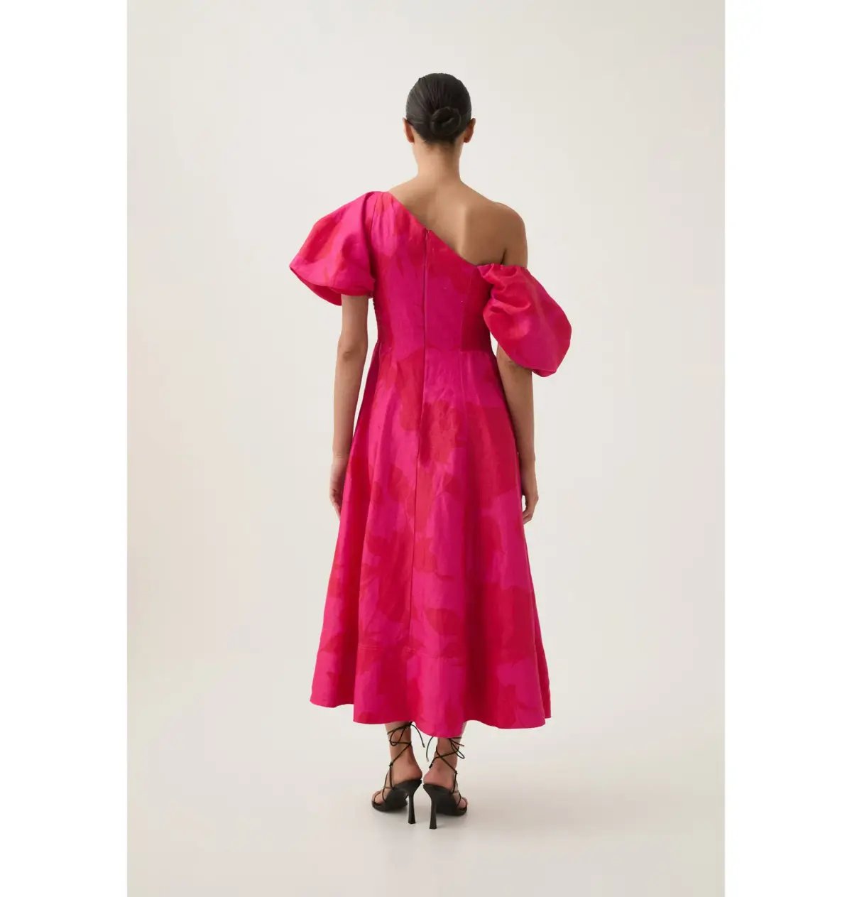 Aje Arista Tulip Sleeve Midi Dress Florescent Rose Pink Size AU 12 photo 3