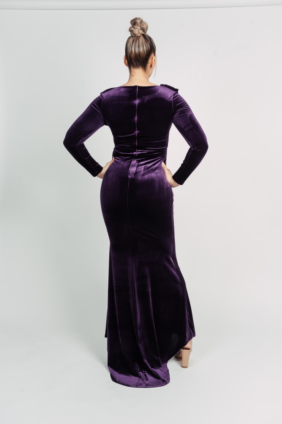 VELVED MISHA GOWN BY MY SECRET WARDROBE PURPLE photo 3