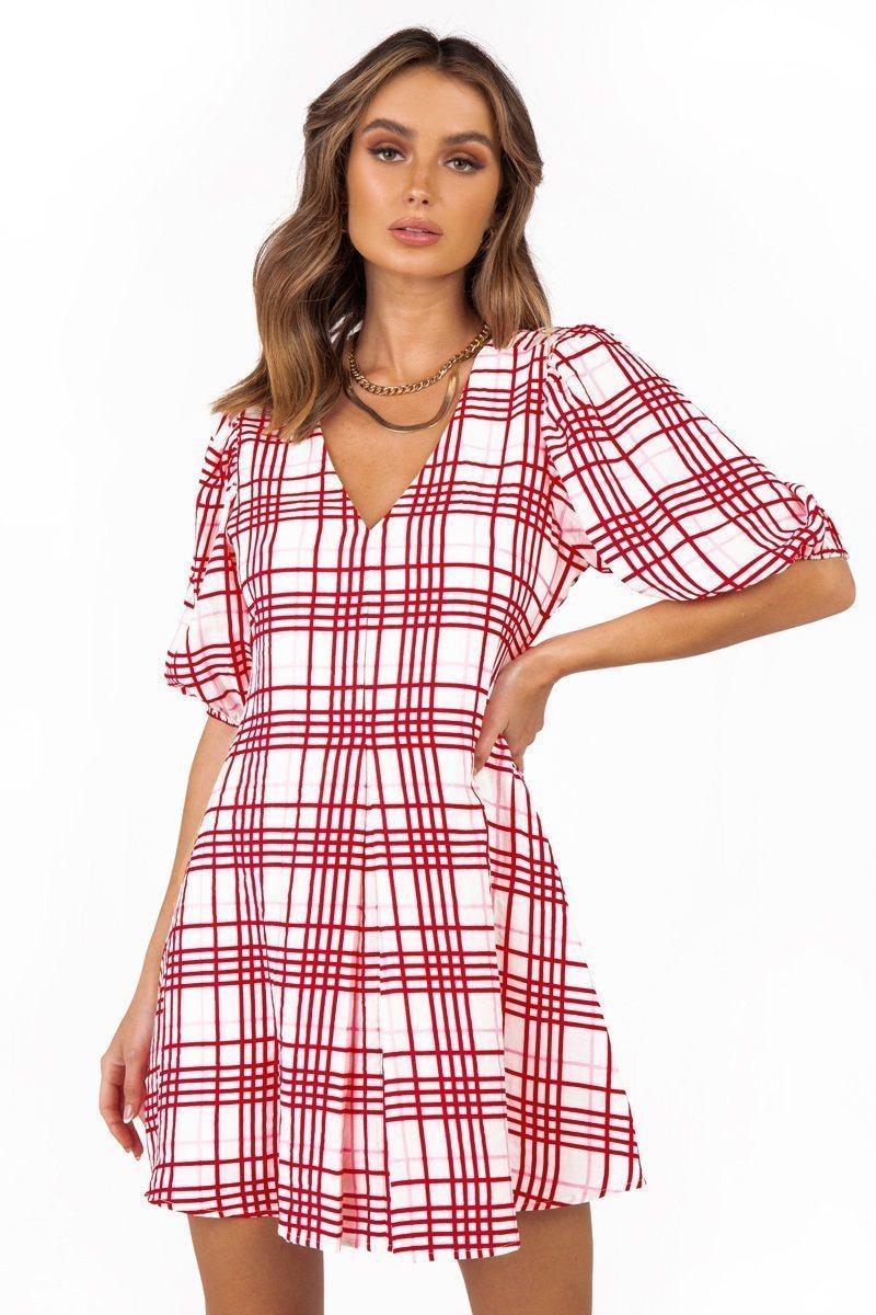 Dissh Emme Pink Check Mini Dress Print Size 8 photo 3