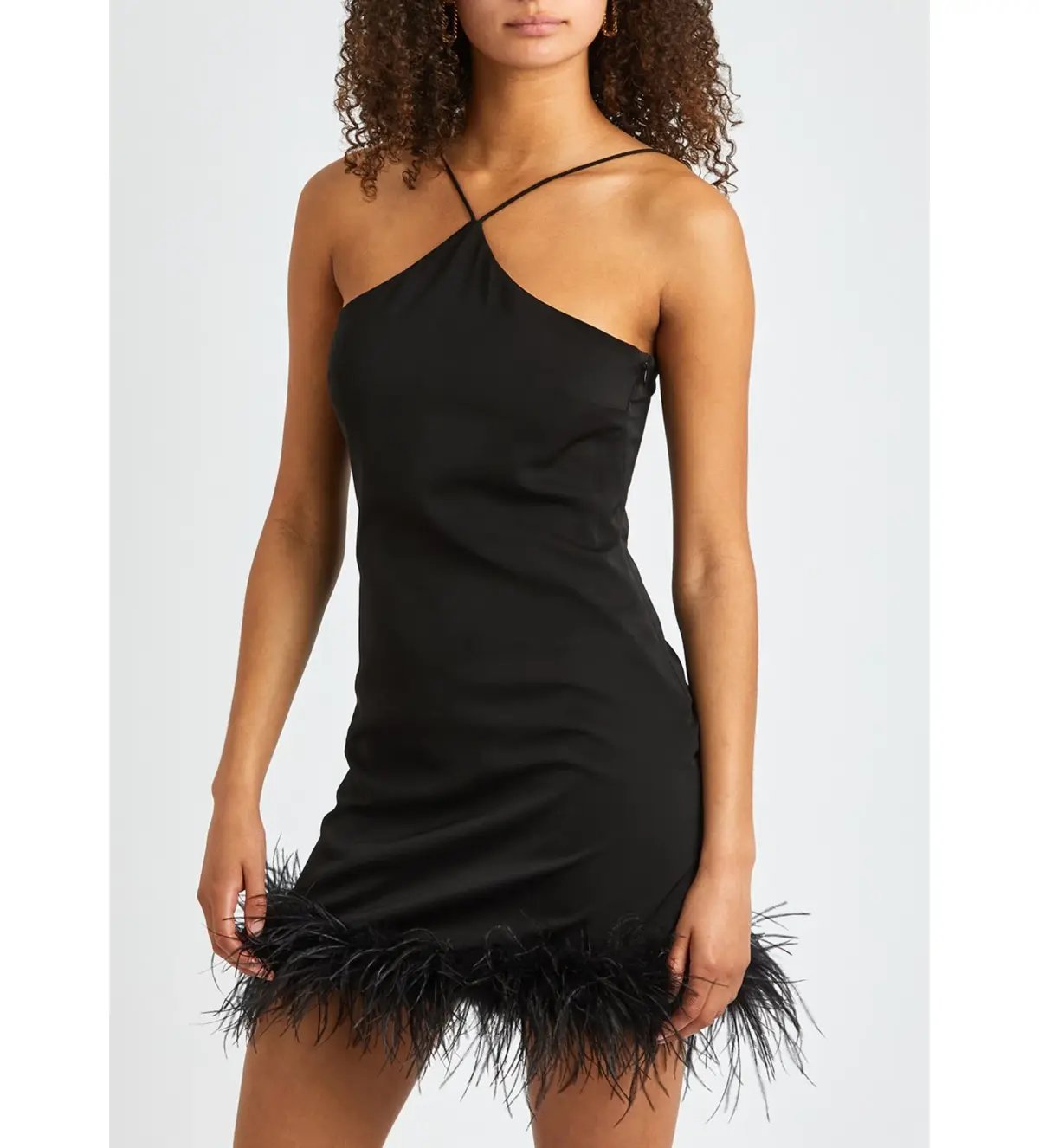 De La Vali Halter Neck Mini Dress With Black Feather Black Size 10 photo 2