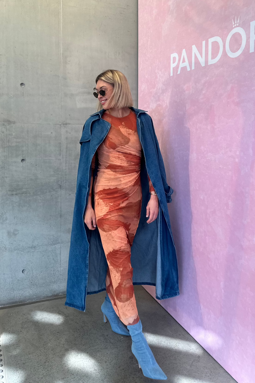 Scanlan Theodore Mesh Cloud Print Dress, Orange photo 4