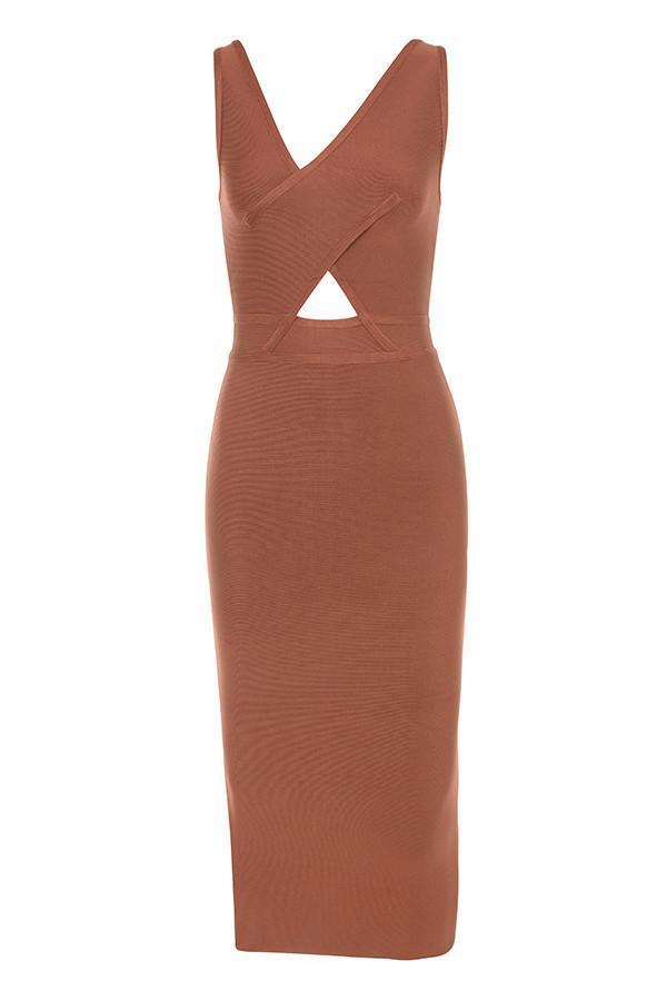 House of CB Feray Midi Dress Rust Size 8 photo 3