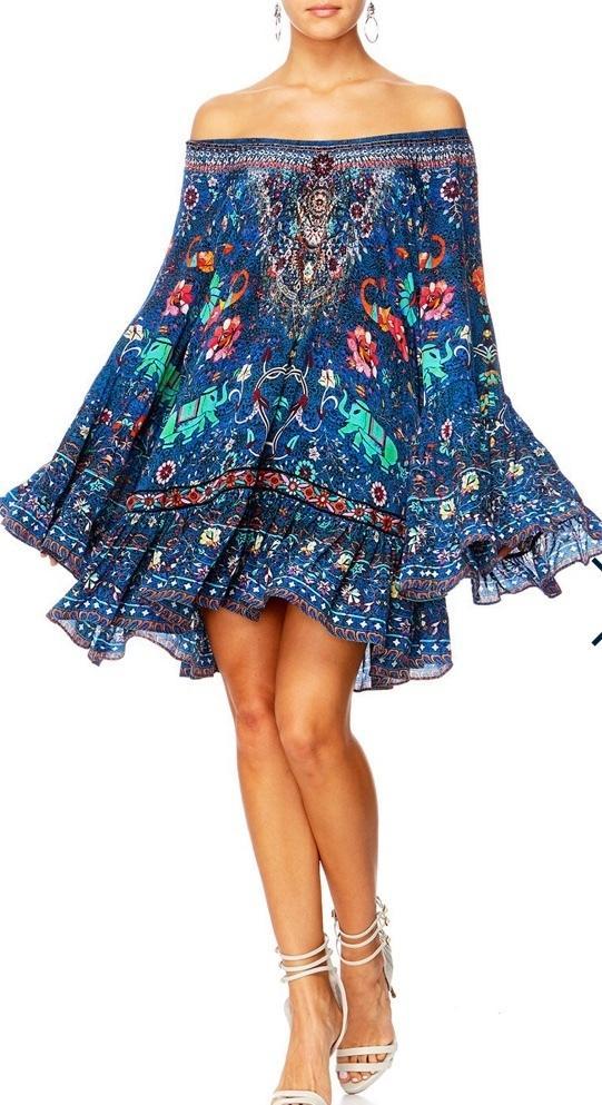 Camilla 'Kindness Kaleidoscope' A line frill dress Blue  Size L photo 3
