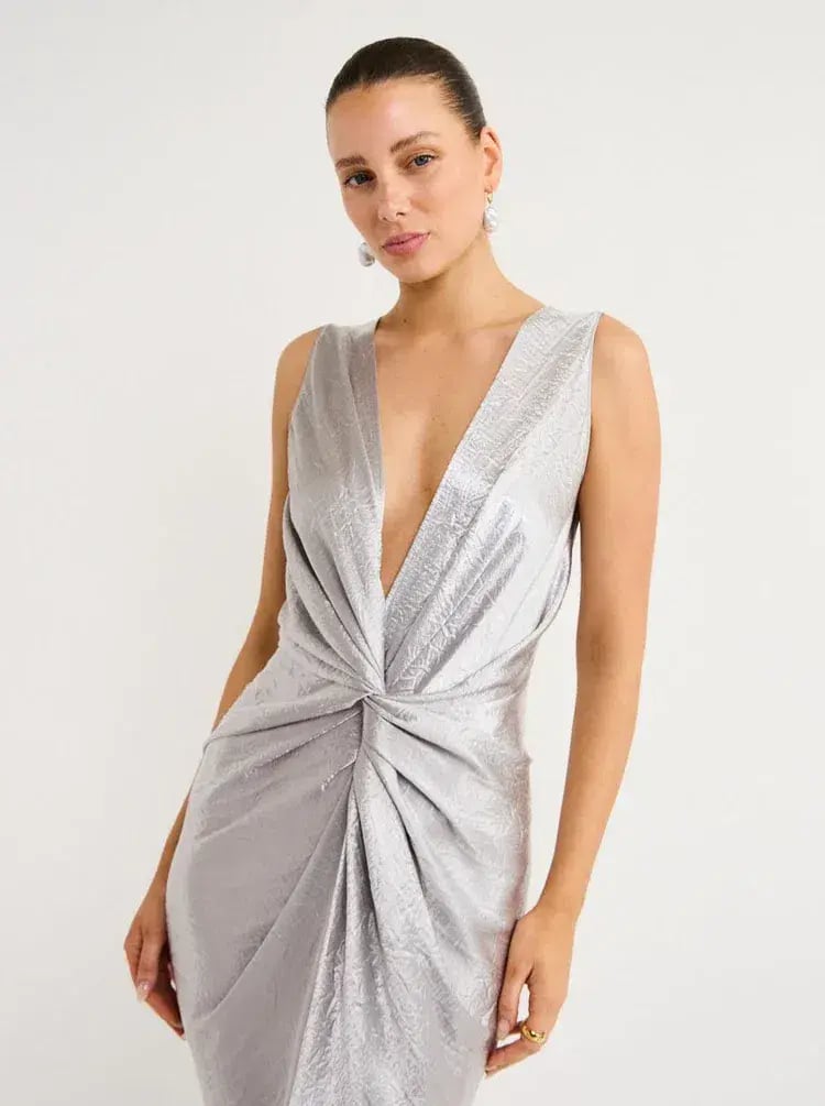 One Fell Swoop Gaia Dress Maxi Silver Size AU 10 photo 2