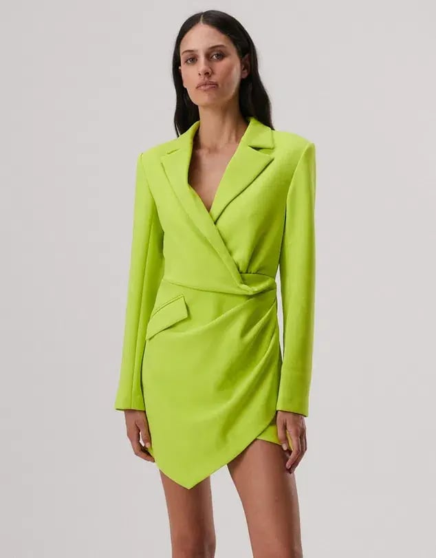 MISHA Aurelia Long Sleeve Mini Dress Lime Green Size 12/L photo 2
