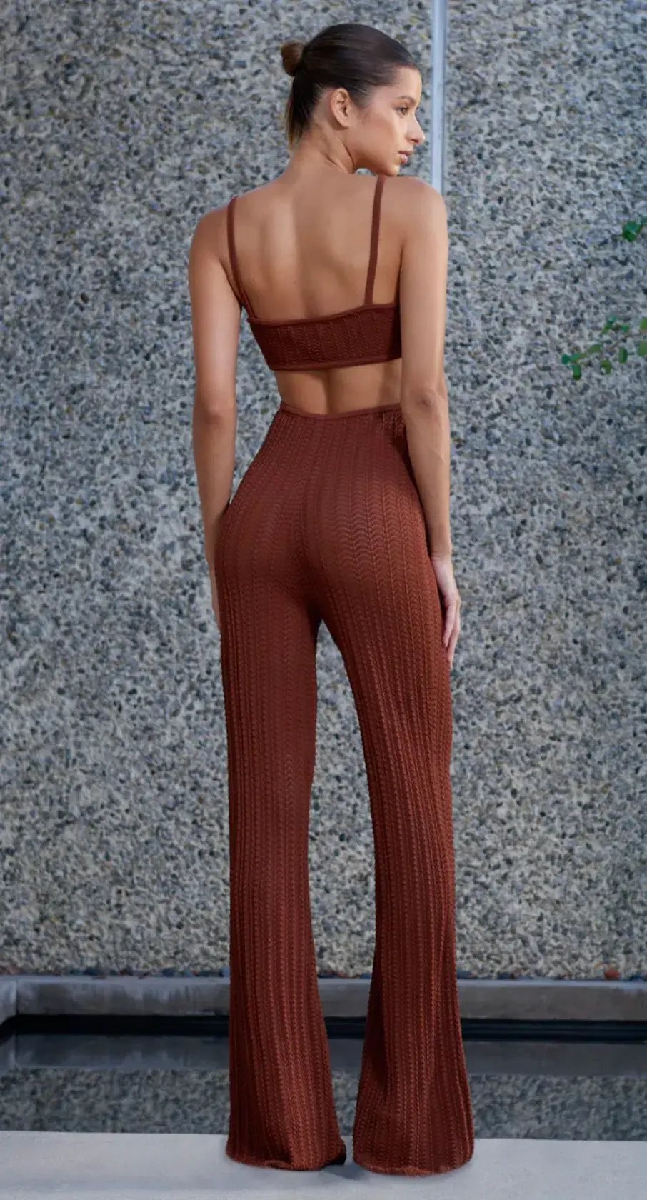 MISHA Lambeth Knit Jumpsuit Brown Size 6/XS photo 2