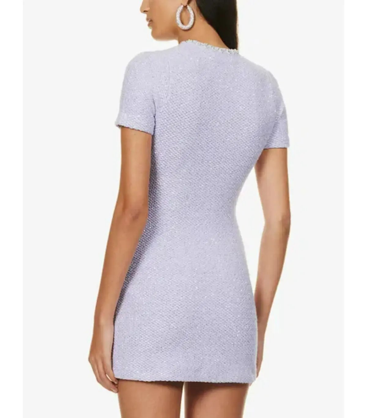 Self Portrait Embellished Tweed Mini Dress Lilac Size AU 8 photo 4