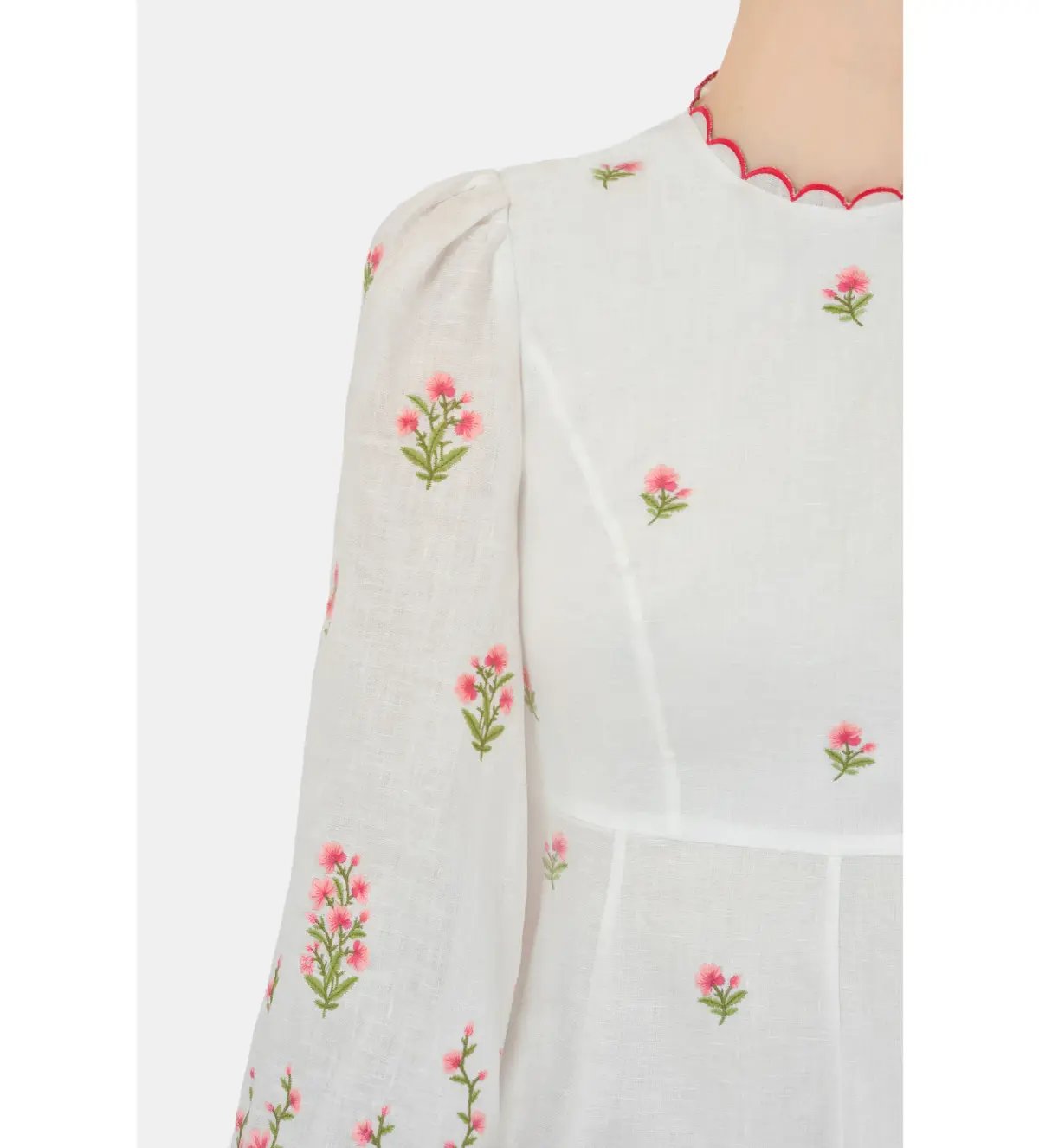 Zimmerman Poppy Floral Midi Dress in Pink Embroidery Size 1 / AU 10 photo 4