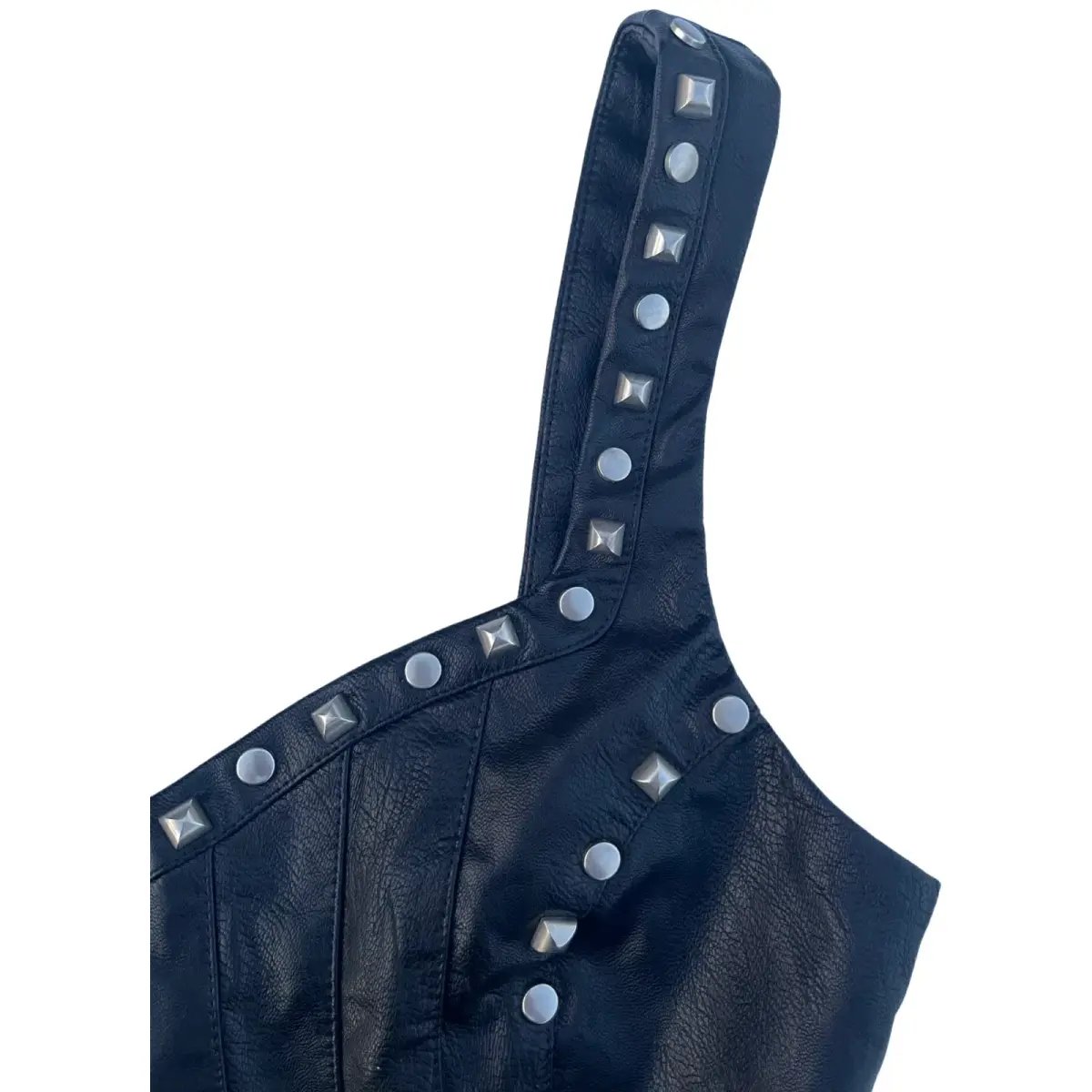 I.AM.GIA Luther Black Faux Leather Studded Corset Crop Top Size XS/Au 6 photo 7