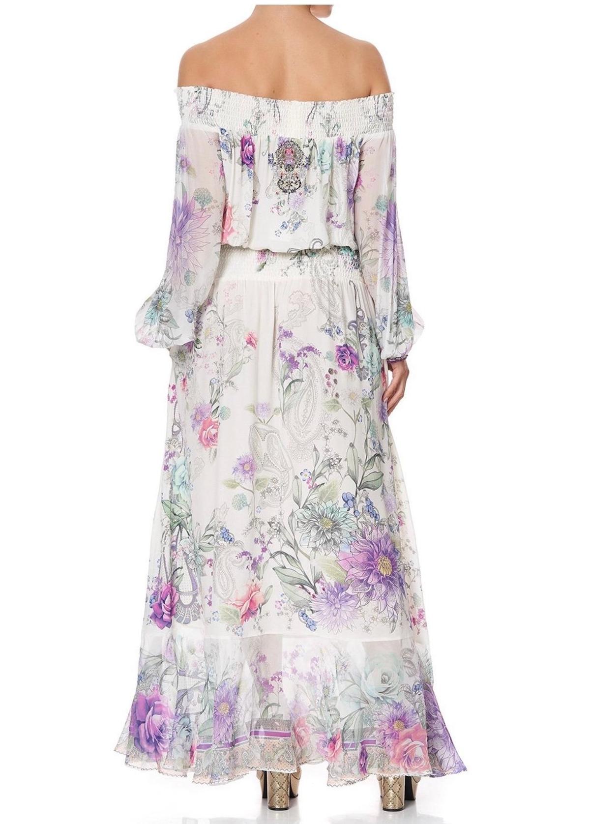 Camilla Off Shoulder Shirred Dress Forever Far Print Size 2 photo 2