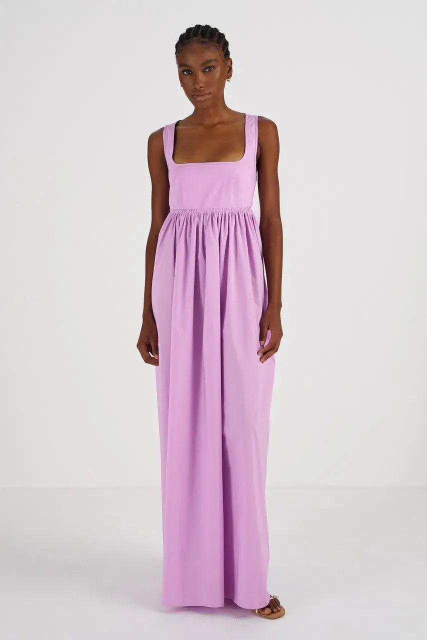 OROTON Strappy Open Back Poplin Maxi Sundress in Wisteria Purple Size 6 photo 3