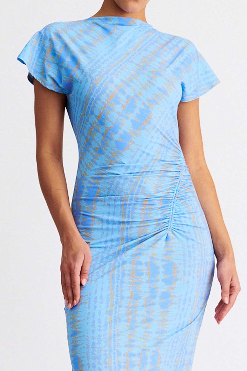 SUBOO CLAUDIA SHORT SLEEVE MAXI DRESS - ICE BLUE photo 4