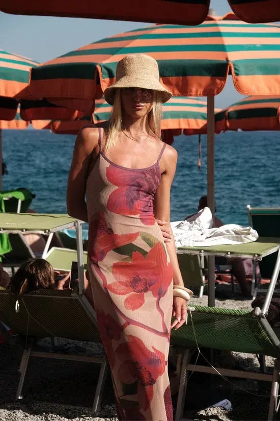 With Harper Lu Slip Maxi Dress in Mesh Fuchsia Bloom Size 8 photo 3