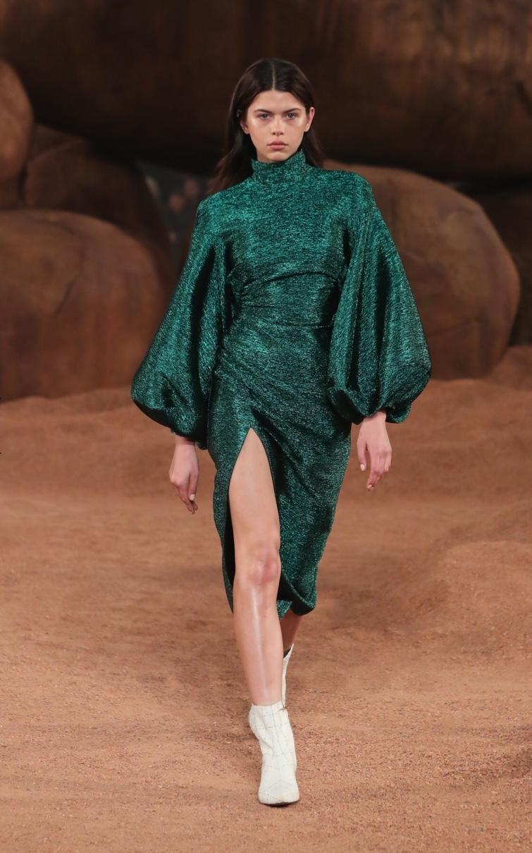 Camilla & Marc ‘Gesa’ Metallic Dress Emerald Green Size 10 photo 5