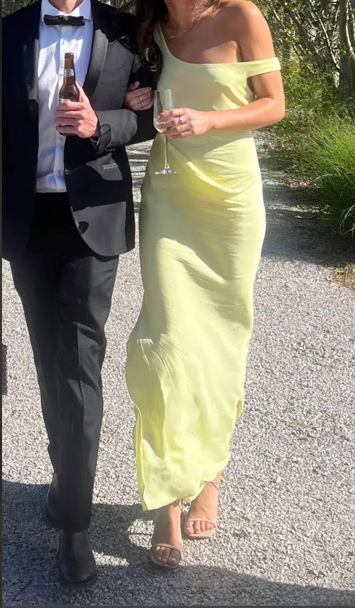Bianca Spender Leonora Satin Crepe Dress Lemon Size 1 / Au 8 photo 4