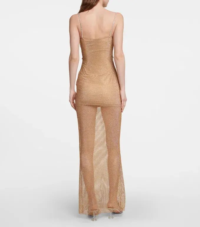 Self Portrait Hotfix Fishnet Maxi Nude Size AU 12 photo 2
