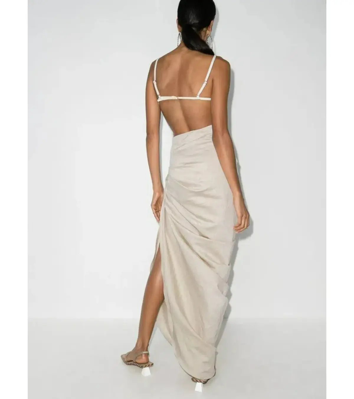 Jacquemus La Robe Saudade Asymmetrical Dress Beige Size AU 8 photo 4