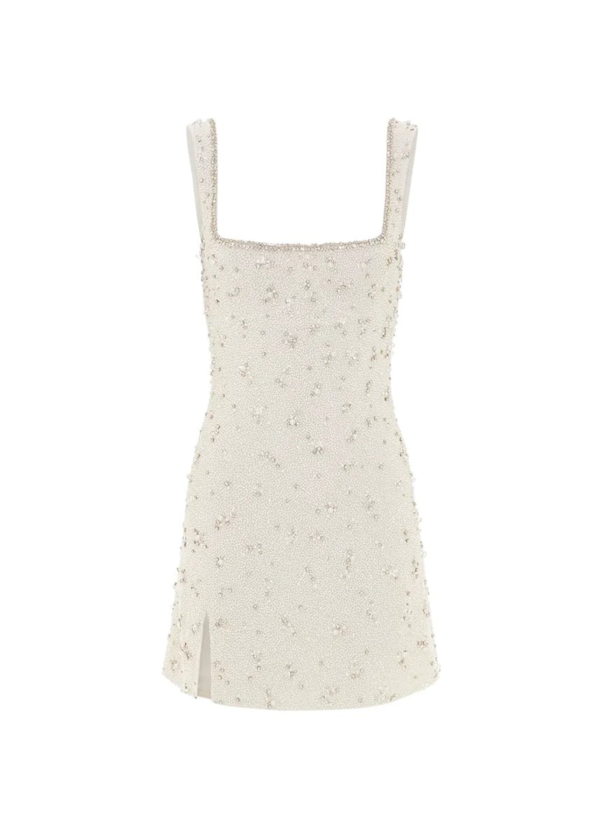 Clio Peppiatt Crystal Mini Dress - White & Silver photo 4