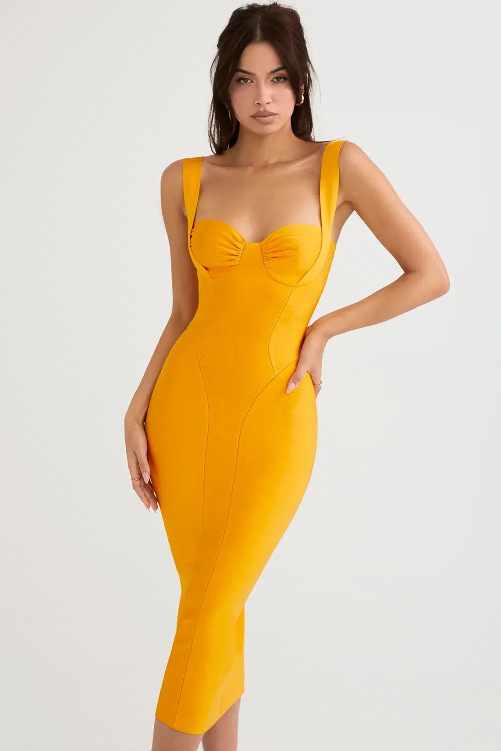 House Of CB Charlene Bandage Midi Dress Tangerine Size XS / Au 6 photo 3