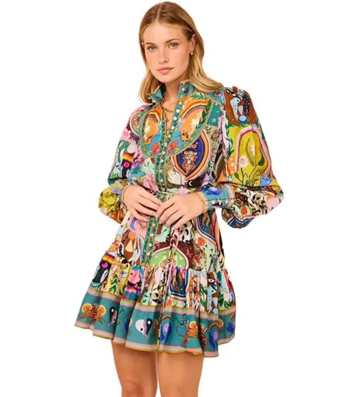 Alemais Evergreen Mini Dress In Multi Print Size 10 photo 2