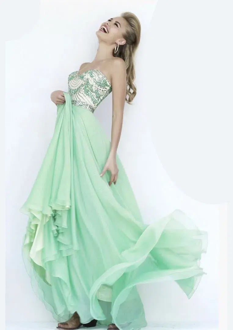 Sherri Hill  1942 Strapless Sweetheart Formal Dress Light Green Size 00 / AU 2 photo 2
