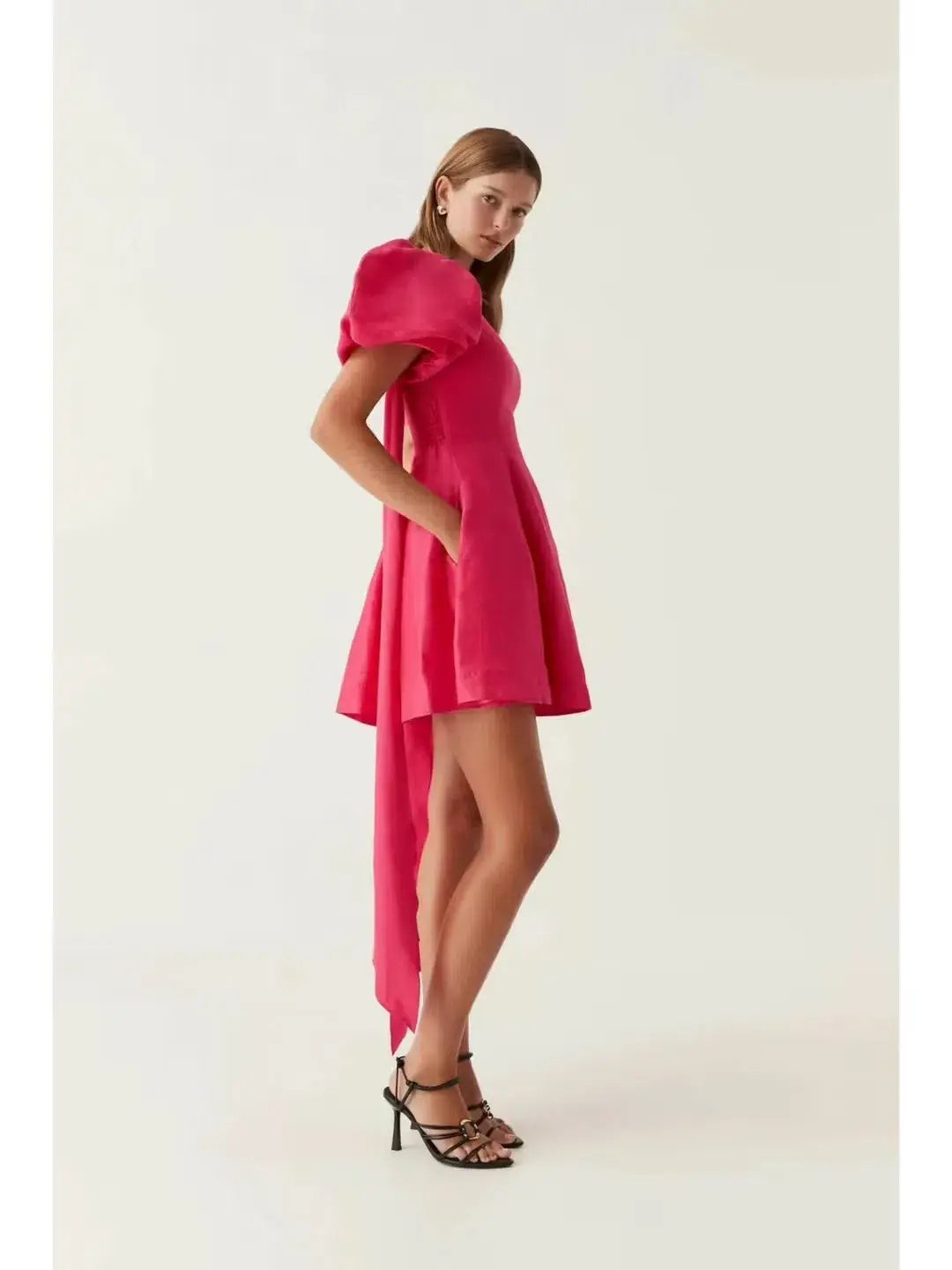Aje Artista Tulip Sleeve Mini Dress Bougainvillea Red Size 8 photo 2