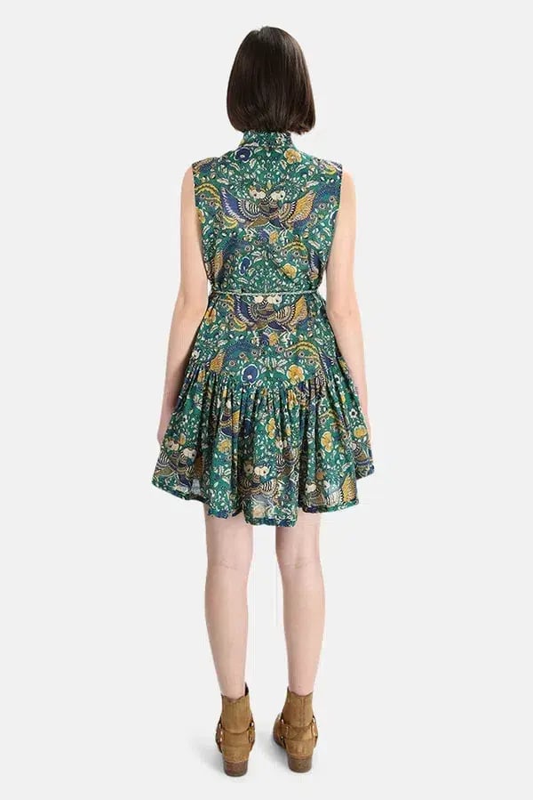 Zimmermann Edie Drop Waist Mini Dress Green Size AU 8 photo 2