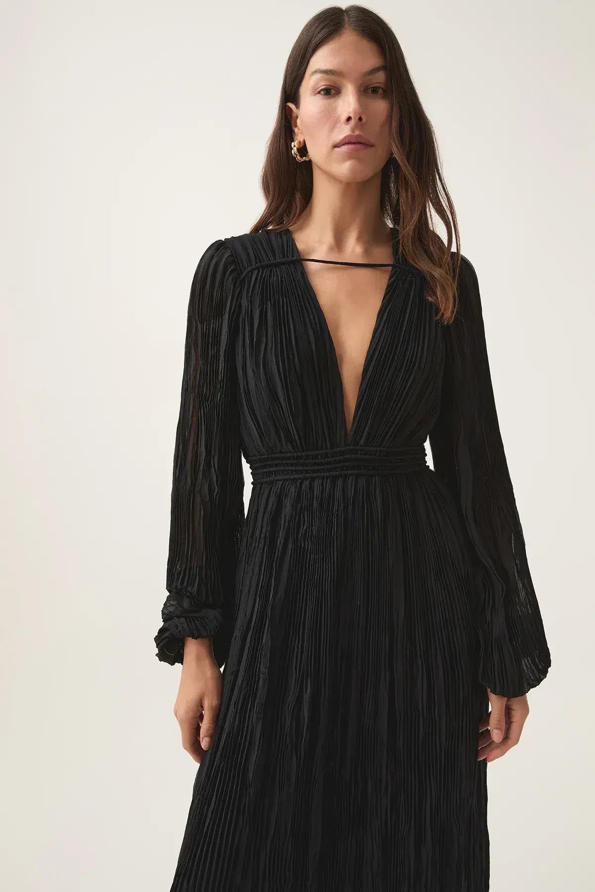 AJE Genevieve Pleated Midi Dress in Black Size S/AU8 photo 5