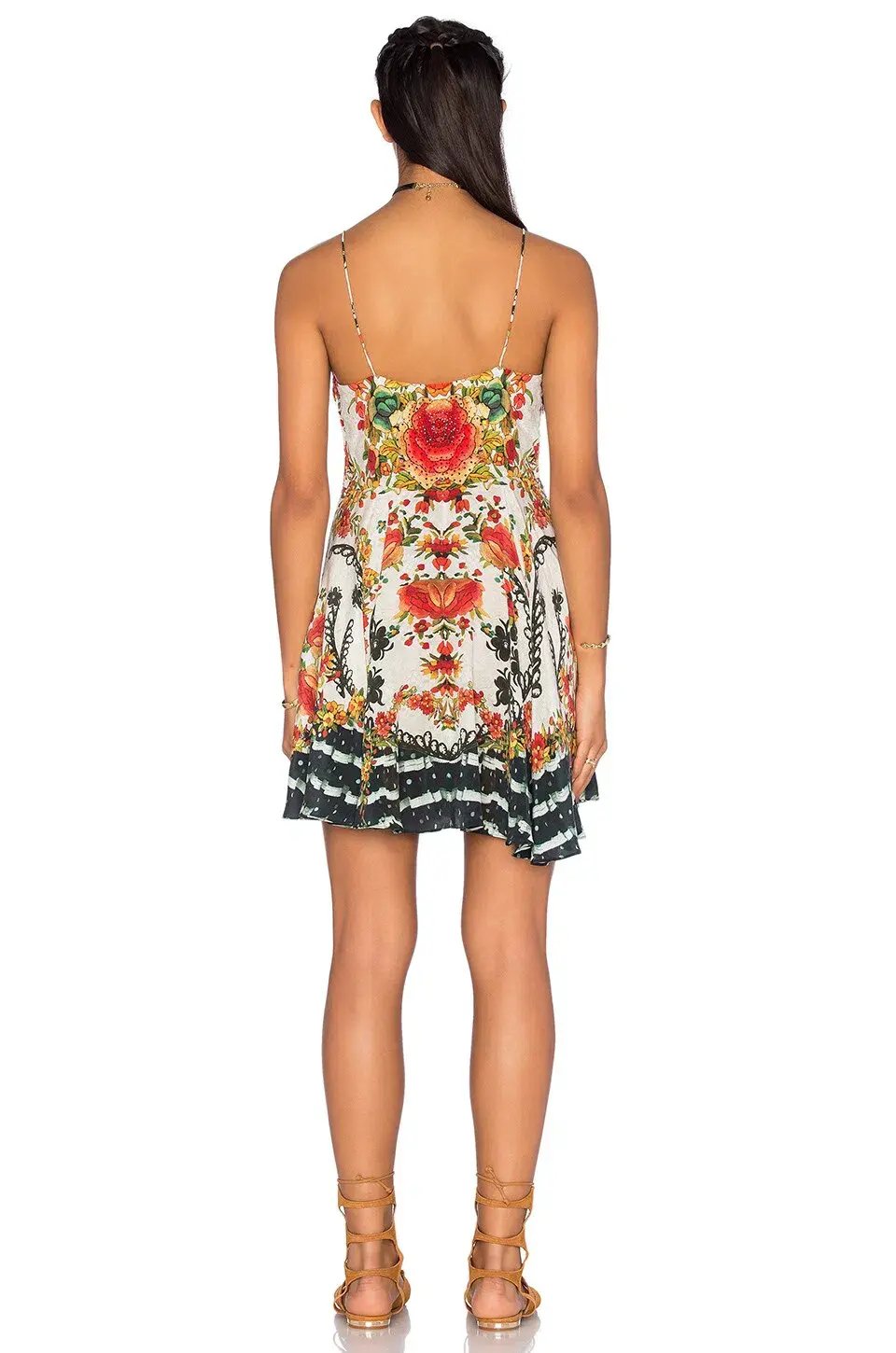 Camilla La Rosa Short Dress with Tie Front Print Size 12 photo 2