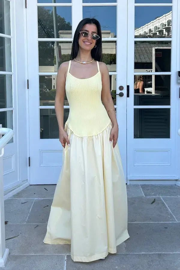 Friend of Audrey Olga Contrast Knit Full Dress Lemon Size 12 photo 2