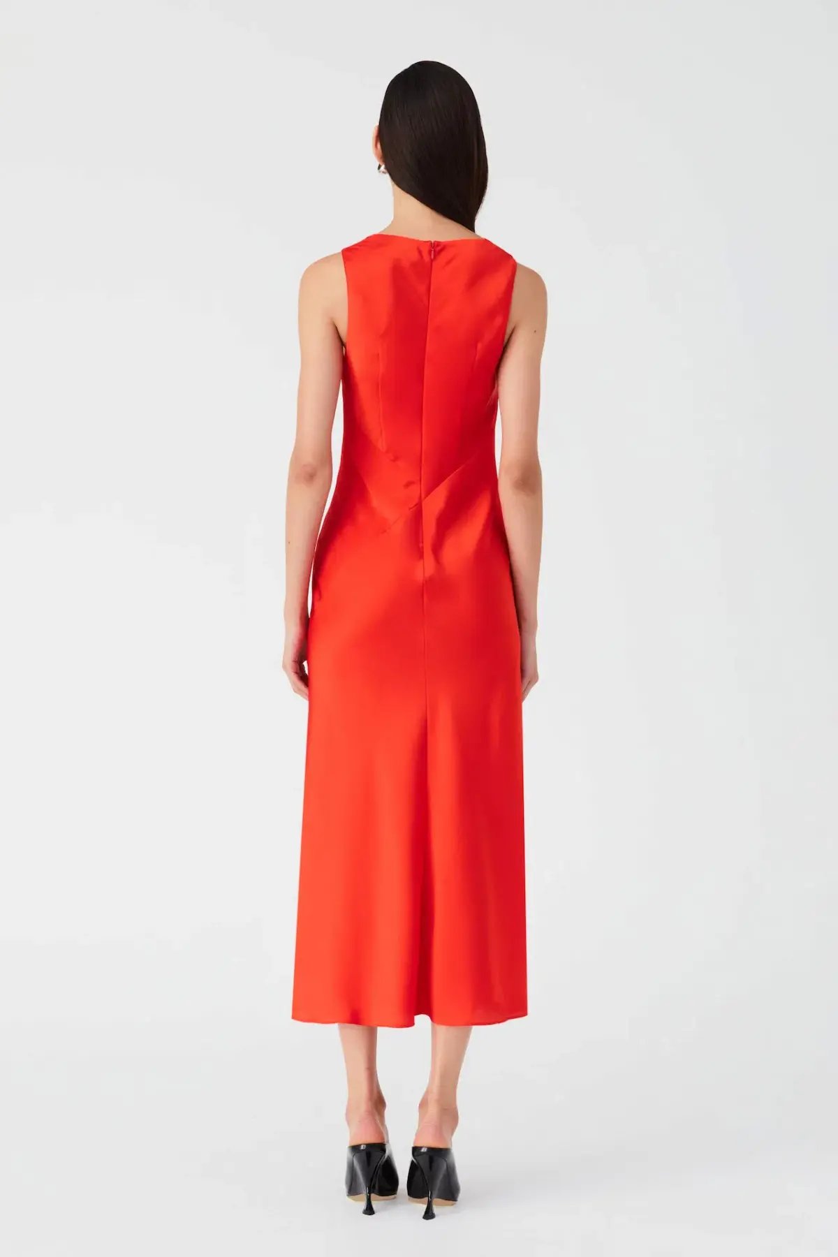 MISHA Ambrosie Satin Midi Dress in Vermillion Red Size 14/XL photo 2