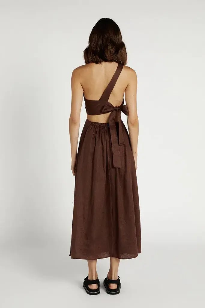Dissh Keating Choc Linen Knot Mini Dress Brown Size S photo 2