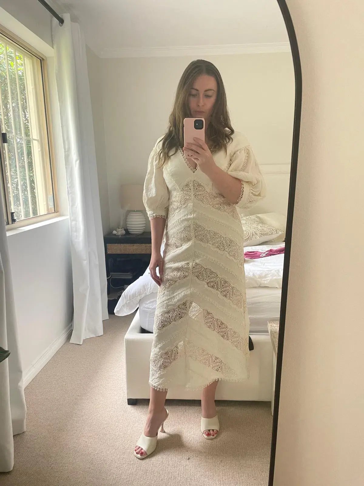 Zimmermann Painted Heart Chevron Midi Dress in White Size 2 / AU 12 photo 5