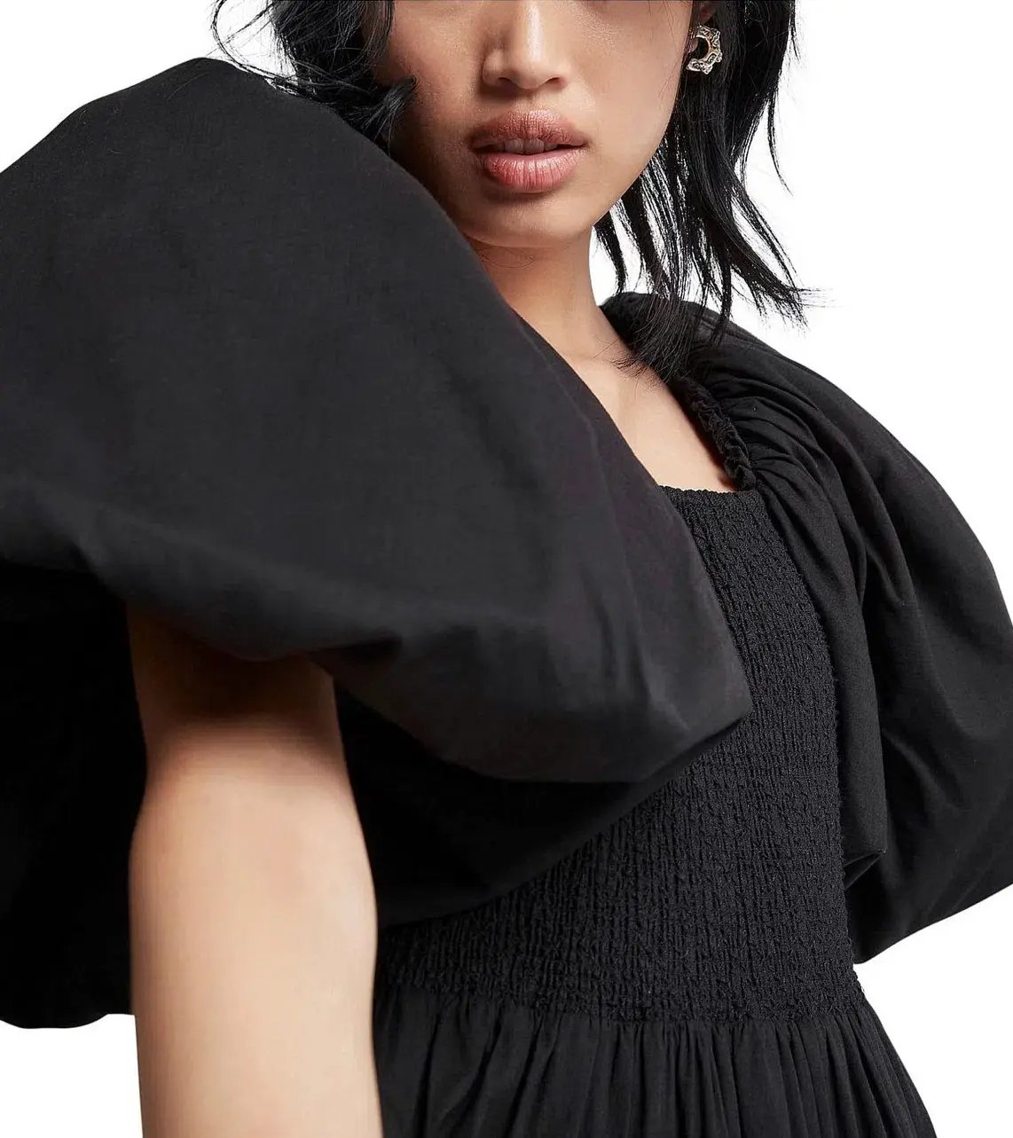 Aje Cherished Casa Puff Sleeve Midi Dress Black Tiered Size AU 8 photo 6