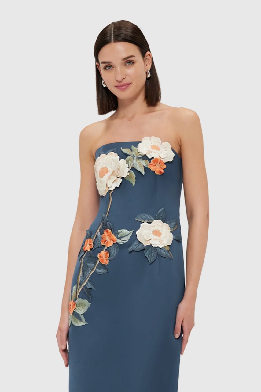 LEO LIN RAYNA APPLIQUÉ FLORAL BUSTIER MAXI DRESS - PEAR BLOSSOM photo 2