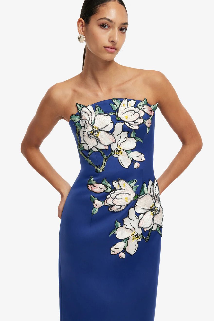 Leo Lin Ava Appliqué Bustier Maxi Dress - Midnight Magnolia Print photo 4